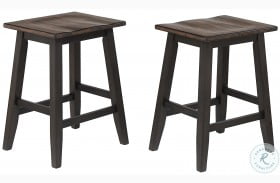 Ashford Black And Rustic Walnut 24" Saddle Counter Height Stool Set Of 2