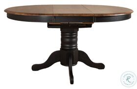 Carolina Crossing Antique Honey And Black Drop Leaf Extendable Oval Pedestal Dining Table