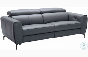 Lorenzo Blue Grey Italian Leather Reclining Sofa