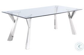 Alaia Clear And Chrome Rectangular Dining Table