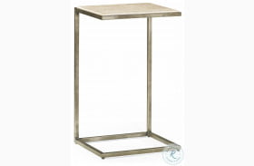 Modern Basics Natural Travertine And Grey Accent Table