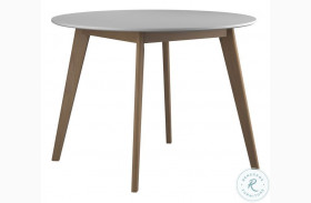 Breckenridge Matte White And Natural Oak Round Dining Table