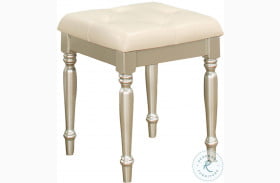 Celandine Silver And Off White Vanity Stool