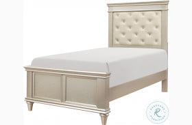 Celandine Silver And Off White Twin Upholstered Panel Bed