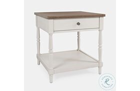 Grafton Farms Brushed White And Brown End Table
