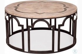 Estelle Washed Gray Round Cocktail Table