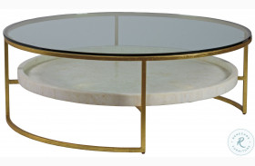 Signature Designs Gold Foil And White Cumulus Large Round Cocktail Table