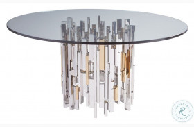 Signature Designs Stainless Steel And Brass Cityscape Round Dining Table