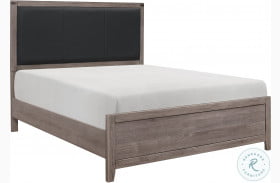 Woodrow Brownish Gray And Black Queen Upholstered Panel Bed