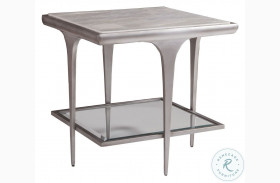 Signature Designs White Onyx And Silver Iron Zephyr Square End Table
