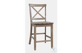 Eastern Tides Brushed Bisque Cross Back Counter Height Stool