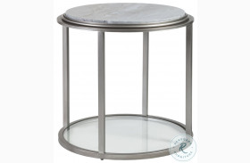 Signature Designs Forest Marble And Antiqued Silver Leaf Treville Round End Table