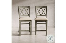 Telluride Beige Double X Back Upholstered Counter Height Stool Set of 2