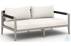 Sherwood Natural Ivory and Weathered Gray Outdoor Loveseat