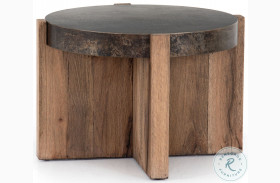 Bingham Distressed Iron And Rustic Oak Veneer End Table