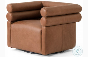 Evie Palermo Cognac Leather Swivel Chair
