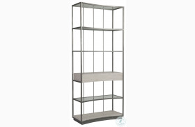Signature Designs White Travertine And Ribbed Silver Leaf Cachet Etagere