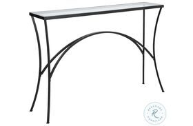 Alayna Satin Black Glass Top Console Table