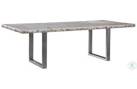 Signature Designs Fossilized Shell And Silver Seamount Rectangle Dining Table