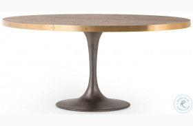 Evans Reclaimed Burnt Oak And Polished Brass Oval 72" Dining Table