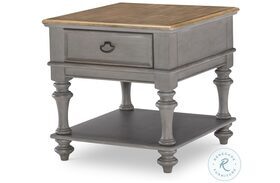 Kingston Sandalwood Brown And Tweed Gray Square End Table
