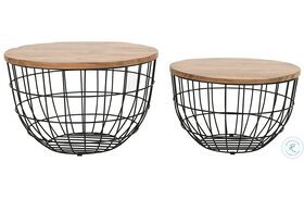 Global Archive Black And Brown Nesting Coffee Tables