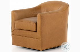 Quinton Ontario Camel Leather Swivel Chair