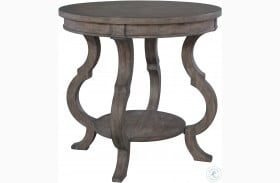 Lincoln Park Gray Round Lamp Table With Shaped Leg