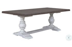 River Place Riverstone White And Tobacco Trestle Extendable Dining Table