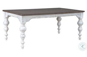 River Place Riverstone White And Tobacco Rectangular Leg Extendable Dining Table