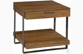 Bedford Park Brown and Gray Iron Straping Drawer Lamp Table