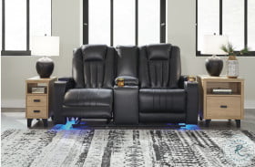 Center Point Black Reclining Console Loveseat