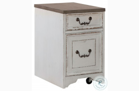 Magnolia Manor Antique White And Weathered Bark Mobile File Cabinet