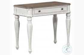 Magnolia Manor Antique White And Weathered Bark Accent Vanity Desk