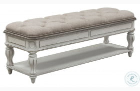 Magnolia Manor Antique White And Weathered Bark Bed Bench