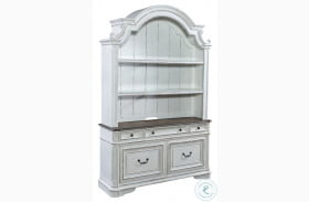 Magnolia Manor Antique White And Weathered Bark Credenza With Hutch