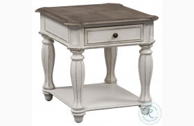 Magnolia Manor Antique White And Weathered Bark End Table