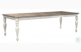 Magnolia Manor Antique White And Weathered Bark 108" Extendable Rectangular Dining Table