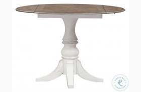 Magnolia Manor Antique White And Weathered Bark Extendable Drop Leaf Dining Table
