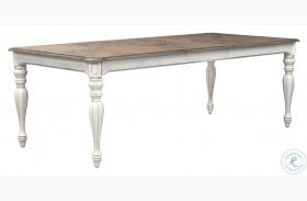 Magnolia Manor Antique White And Weathered Bark 90" Extendable Rectangular Leg Dining Table