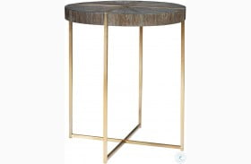 Taja Brushed Brass Round Accent Table