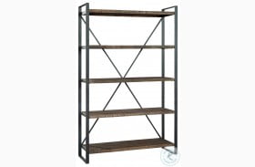 Pittsburgh Brown And Black Metal Open Shelving Etagere