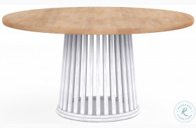 Post White and Warm Tone Round Pedestal Dining Table