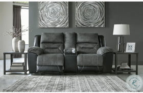 Earhart Slate Double Reclining Loveseat with Console