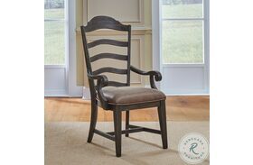 Paradise Valley Saddle Brown Upholstered Ladder Back Arm Chair Set of 2