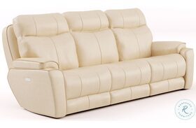 Show Stopper Sand Reclining Sofa with Power Headrest and SoCozi Massage