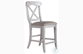 Ocean Isle Antique White And Weathered Pine Upholstered X Back Counter Height Chair Set of 2
