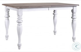 Ocean Isle Antique White And Weathered Pine Rectangular Extendable Leg Dining Table