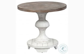 Sedona Heavy Distressed White And Gravel Round End Table