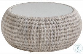Seabrook Ivory Taupe And Gray Outdoor Round Cocktail Table